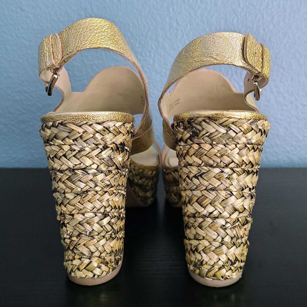 VIA SPIGA ~ “Flora” Gold Leather Platform Heels ~ 8M  EUC - Picture 6 of 14